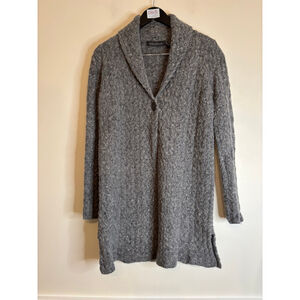 IrelandsEye Gray Wool Cashmere Cable Knit Cardigan Small